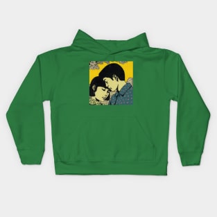 Brunet couple retro illustration Kids Hoodie